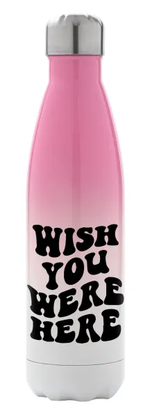 Wish you were here — Μεταλλικό παγούρι θερμός Ροζ/Λευκό (Stainless steel), διπλού τοιχώματος, 500ml