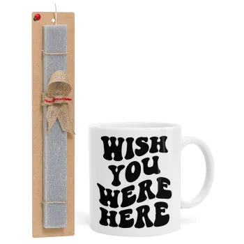 Wish you were here, Πασχαλινή Λαμπάδα με Κούπα κεραμική (330ml) & κερί αρωματικό πλακέ (30cm) (ΓΚΡΙ)