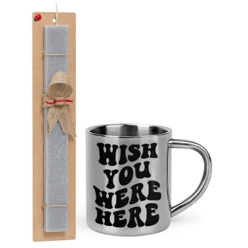 Wish you were here, Easter Set, metallic thermal cup (300ml) & Easter aromatic flat candle (30cm) (GRAY)