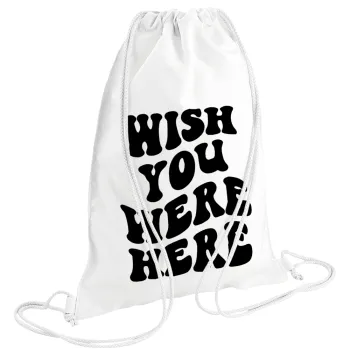Wish you were here, Τσάντα πλάτης πουγκί GYMBAG λευκή (28x40cm)