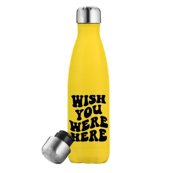 Wish you were here, Yellow Stainless Steel Metallic Thermos, double-walled, 500ml