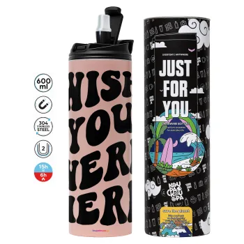 Wish you were here, Tumbler stainless steel PINK 600ml