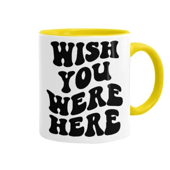 Wish you were here, Mug colored yellow, ceramic, 330ml