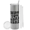 Tumbler stainless steel Silver 600ml, with metal straw & cleaning brush