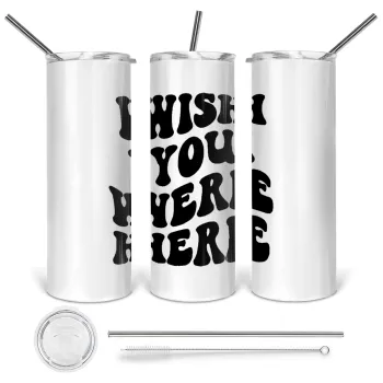 Wish you were here, Tumbler stainless steel 600ml, with metal straw & cleaning brush