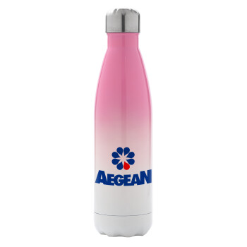 Πρατήριο καυσίμων AEGEAN, Metal mug thermos Pink/White (Stainless steel), double wall, 500ml