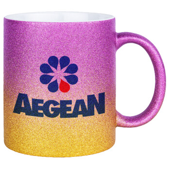 Πρατήριο καυσίμων AEGEAN, Κούπα Χρυσή/Ροζ Glitter, κεραμική, 330ml