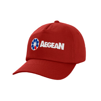 Πρατήριο καυσίμων AEGEAN, Καπέλο παιδικό Baseball, 100% Βαμβακερό, Low profile, Κόκκινο