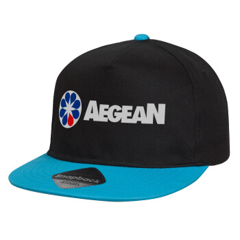 Πρατήριο καυσίμων AEGEAN, Καπέλο παιδικό snapback, 100% Βαμβακερό, Μαύρο/Μπλε