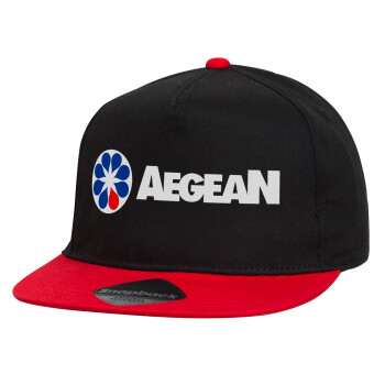 Πρατήριο καυσίμων AEGEAN, Καπέλο παιδικό snapback, 100% Βαμβακερό, Μαύρο/Κόκκινο