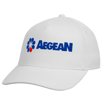 Πρατήριο καυσίμων AEGEAN, Καπέλο παιδικό Baseball, 100% Βαμβακερό, Λευκό