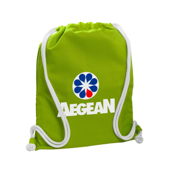 Πρατήριο καυσίμων AEGEAN, Τσάντα πλάτης πουγκί GYMBAG LIME GREEN, με τσέπη (40x48cm) & χονδρά κορδόνια