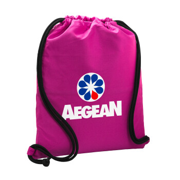 Πρατήριο καυσίμων AEGEAN, Backpack pouch GYMBAG Fuchsia, with pocket (40x48cm) & thick cords