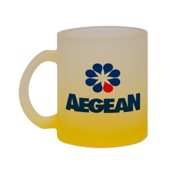 Πρατήριο καυσίμων AEGEAN, Κούπα γυάλινη δίχρωμη με βάση το κίτρινο ματ, 330ml