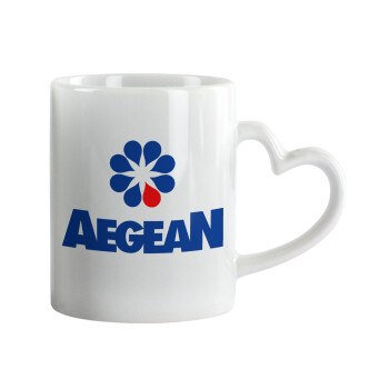 Πρατήριο καυσίμων AEGEAN, Mug heart handle, ceramic, 330ml
