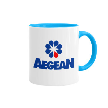 Πρατήριο καυσίμων AEGEAN, Mug colored light blue, ceramic, 330ml