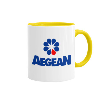 Πρατήριο καυσίμων AEGEAN, Mug colored yellow, ceramic, 330ml