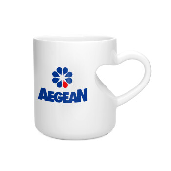 Πρατήριο καυσίμων AEGEAN, Κούπα καρδιά λευκή, κεραμική, 330ml