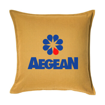 Πρατήριο καυσίμων AEGEAN, Μαξιλάρι καναπέ Κίτρινο 100% βαμβάκι, περιέχεται το γέμισμα (50x50cm)