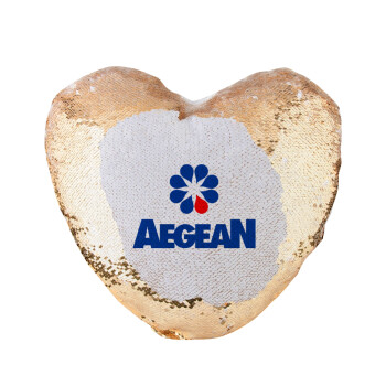 Πρατήριο καυσίμων AEGEAN, Μαξιλάρι καναπέ καρδιά Μαγικό Χρυσό με πούλιες 40x40cm περιέχεται το  γέμισμα