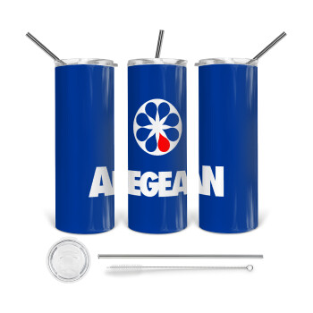 Πρατήριο καυσίμων AEGEAN, 360 Eco friendly stainless steel tumbler 600ml, with metal straw & cleaning brush