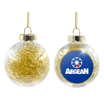 Πρατήριο καυσίμων AEGEAN, Χριστουγεννιάτικη μπάλα δένδρου διάφανη με χρυσό γέμισμα 8cm