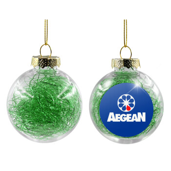Πρατήριο καυσίμων AEGEAN, Χριστουγεννιάτικη μπάλα δένδρου διάφανη με πράσινο γέμισμα 8cm