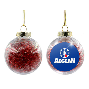 Πρατήριο καυσίμων AEGEAN, Χριστουγεννιάτικη μπάλα δένδρου διάφανη με κόκκινο γέμισμα 8cm