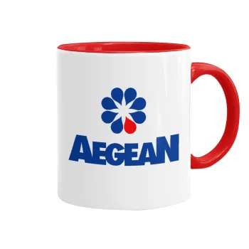Πρατήριο καυσίμων AEGEAN, Κούπα χρωματιστή κόκκινη, κεραμική, 330ml