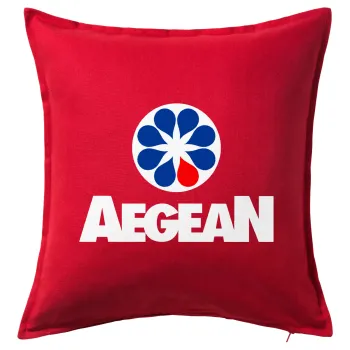 Πρατήριο καυσίμων AEGEAN, Μαξιλάρι καναπέ Κόκκινο 100% βαμβάκι, περιέχεται το γέμισμα (50x50cm)