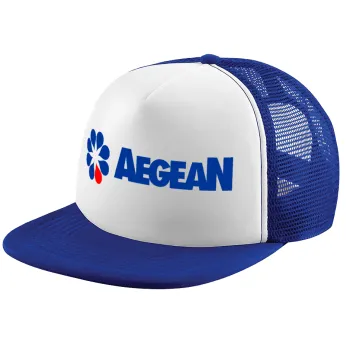 Πρατήριο καυσίμων AEGEAN, Adult Soft Trucker Hat with Blue/White Mesh (POLYESTER, ADULT, UNISEX, ONE SIZE)