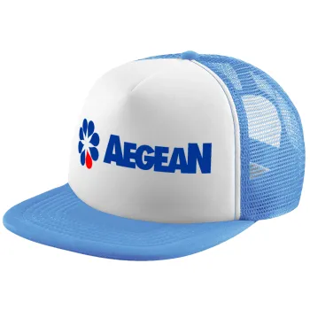 Πρατήριο καυσίμων AEGEAN, Καπέλο παιδικό Soft Trucker με Δίχτυ ΓΑΛΑΖΙΟ/ΛΕΥΚΟ (POLYESTER, ΠΑΙΔΙΚΟ, ONE SIZE)