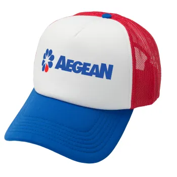 Πρατήριο καυσίμων AEGEAN, Καπέλο Ενηλίκων Soft Trucker με Δίχτυ Red/Blue/White (POLYESTER, ΕΝΗΛΙΚΩΝ, UNISEX, ONE SIZE)