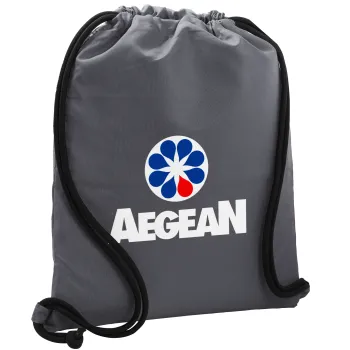 Πρατήριο καυσίμων AEGEAN, Backpack pouch GYMBAG GREY, with pocket (40x48cm) & thick cords