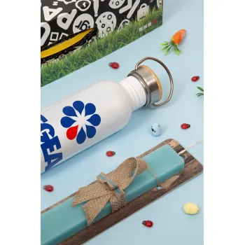 Πρατήριο καυσίμων AEGEAN, Πασχαλινή Λαμπάδα με παγούρι μεταλλικό (620ml, stainless steel) & κερί αρωματικό πλακέ (30cm) (ΤΙΡΚΟΥΑΖ)