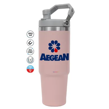 Πρατήριο καυσίμων AEGEAN, Pink color, 890ml (30oz) stainless Steel Tumbler with Handle