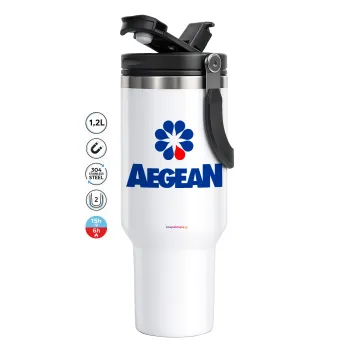 Πρατήριο καυσίμων AEGEAN, Mega Stainless steel Tumbler with lid, double wall 1,2L