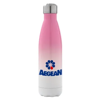 Πρατήριο καυσίμων AEGEAN, Μεταλλικό παγούρι θερμός Ροζ/Λευκό (Stainless steel), διπλού τοιχώματος, 500ml