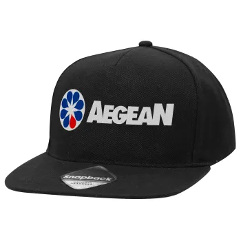 Πρατήριο καυσίμων AEGEAN, Καπέλο Ενηλίκων Flat Snapback Μαύρο, (100% ΒΑΜΒΑΚΕΡΟ TWILL, ΕΝΗΛΙΚΩΝ, UNISEX, ONE SIZE)