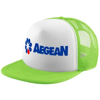 Πρατήριο καυσίμων AEGEAN, Καπέλο παιδικό Soft Trucker με Δίχτυ ΠΡΑΣΙΝΟ/ΛΕΥΚΟ (POLYESTER, ΠΑΙΔΙΚΟ, ONE SIZE)
