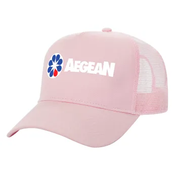 Πρατήριο καυσίμων AEGEAN, Καπέλο Ενηλίκων Structured Trucker, με Δίχτυ, ΡΟΖ (100% ΒΑΜΒΑΚΕΡΟ, ΕΝΗΛΙΚΩΝ, UNISEX, ONE SIZE)