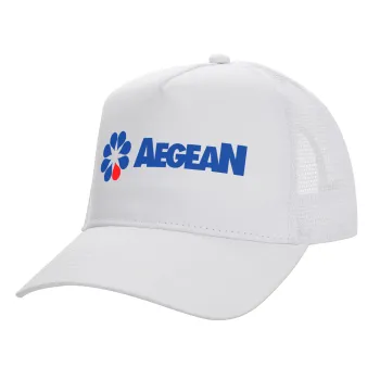 Πρατήριο καυσίμων AEGEAN, Καπέλο Ενηλίκων Structured Trucker, με Δίχτυ, ΛΕΥΚΟ (100% ΒΑΜΒΑΚΕΡΟ, ΕΝΗΛΙΚΩΝ, UNISEX, ONE SIZE)