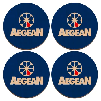 Πρατήριο καυσίμων AEGEAN, ΣΕΤ x4 Σουβέρ ξύλινα στρογγυλά plywood (9cm)