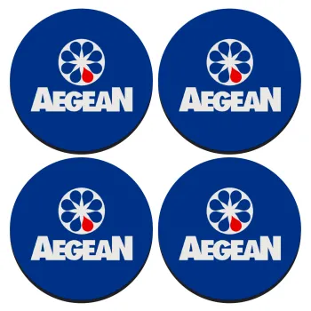 Πρατήριο καυσίμων AEGEAN, ΣΕΤ 4 Σουβέρ ξύλινα στρογγυλά (9cm)