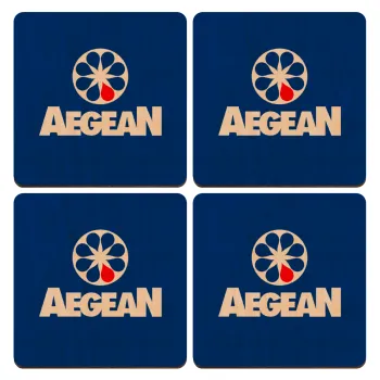 Πρατήριο καυσίμων AEGEAN, ΣΕΤ x4 Σουβέρ ξύλινα τετράγωνα plywood (9cm)