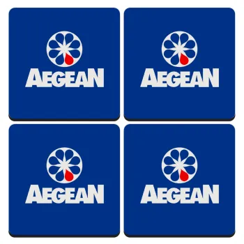 Πρατήριο καυσίμων AEGEAN, ΣΕΤ 4 Σουβέρ ξύλινα τετράγωνα (9cm)