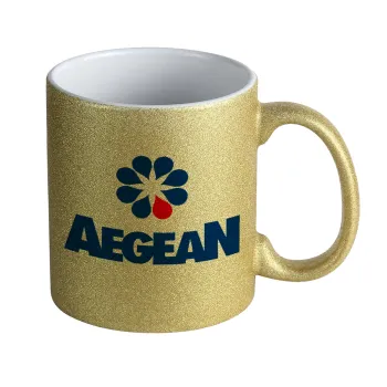 Πρατήριο καυσίμων AEGEAN, Κούπα Χρυσή Glitter που γυαλίζει, κεραμική, 330ml
