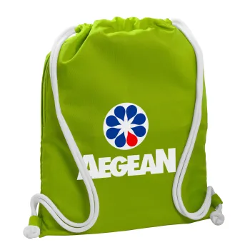 Πρατήριο καυσίμων AEGEAN, Τσάντα πλάτης πουγκί GYMBAG LIME GREEN, με τσέπη (40x48cm) & χονδρά κορδόνια
