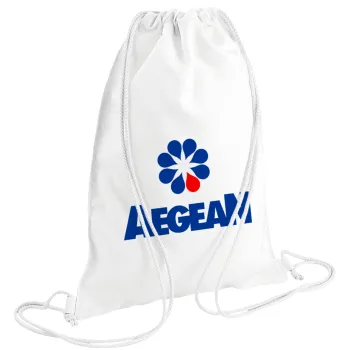 Πρατήριο καυσίμων AEGEAN, Τσάντα πλάτης πουγκί GYMBAG λευκή (28x40cm)