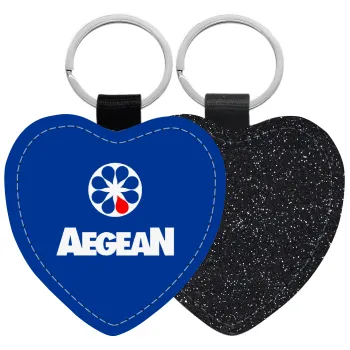 Πρατήριο καυσίμων AEGEAN, Μπρελόκ PU δερμάτινο glitter καρδιά ΜΑΥΡΟ
